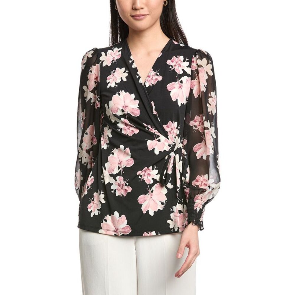 Anne Klein Womens  Wrap Top, Black
